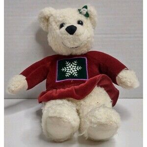 Hallmark Christmas Bear 9" White Red Sweater Plush Stuffed Animal No Tush Tag